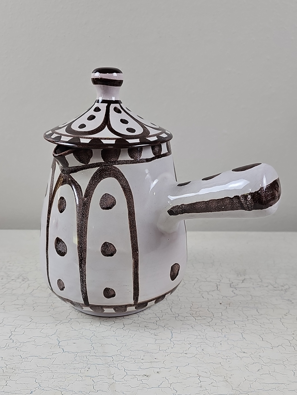 Vintage Cerasarda Italy Hand Painted Ceramic Covered Server Pitcher